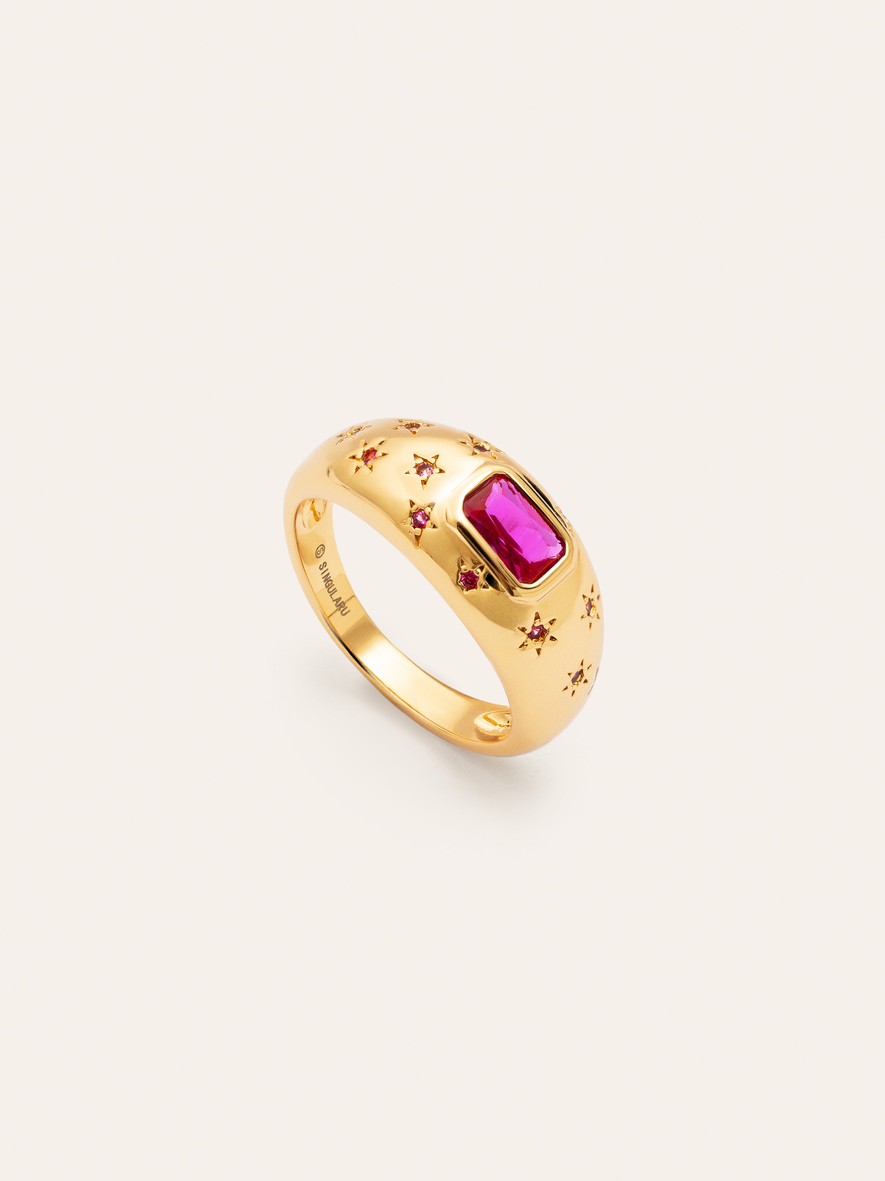 Anillo Charlotte Fucsia Baño Oro