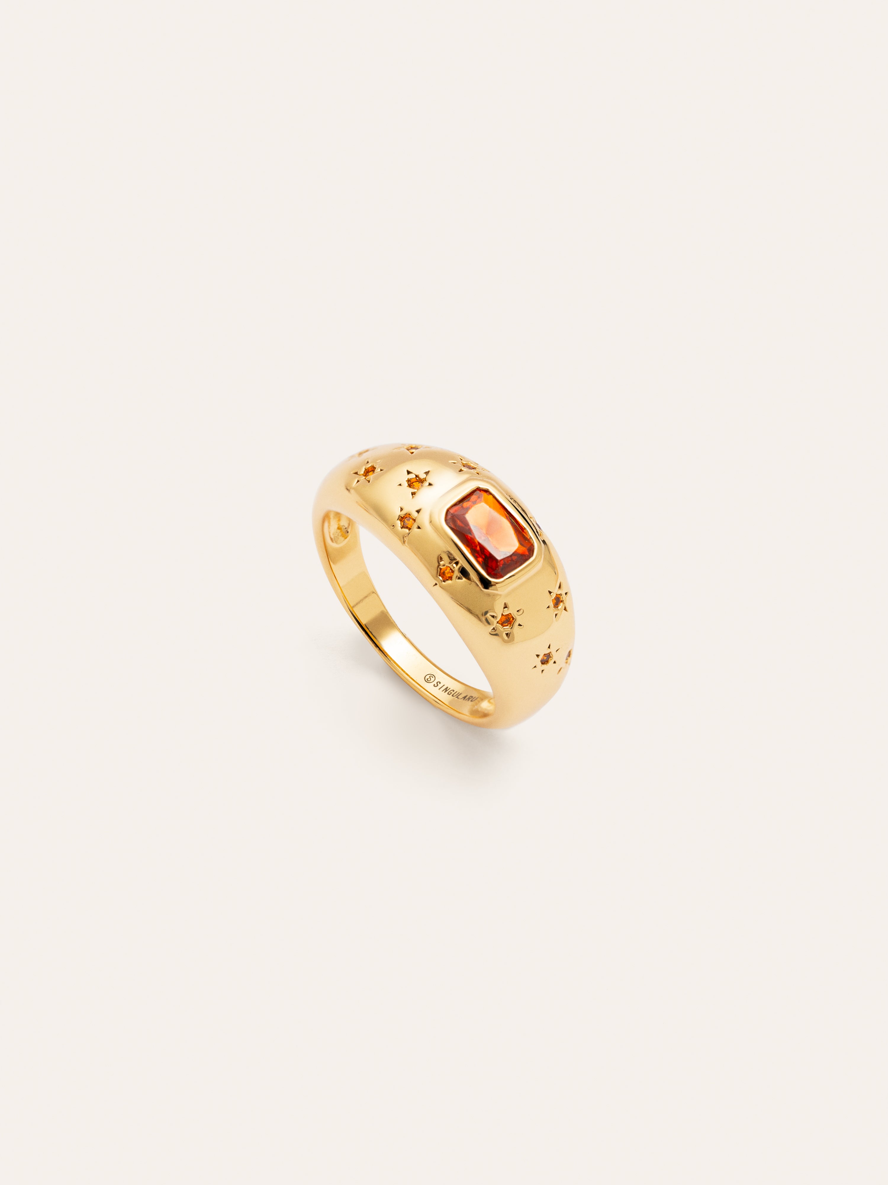 Anillo Charlotte Naranja Baño Oro