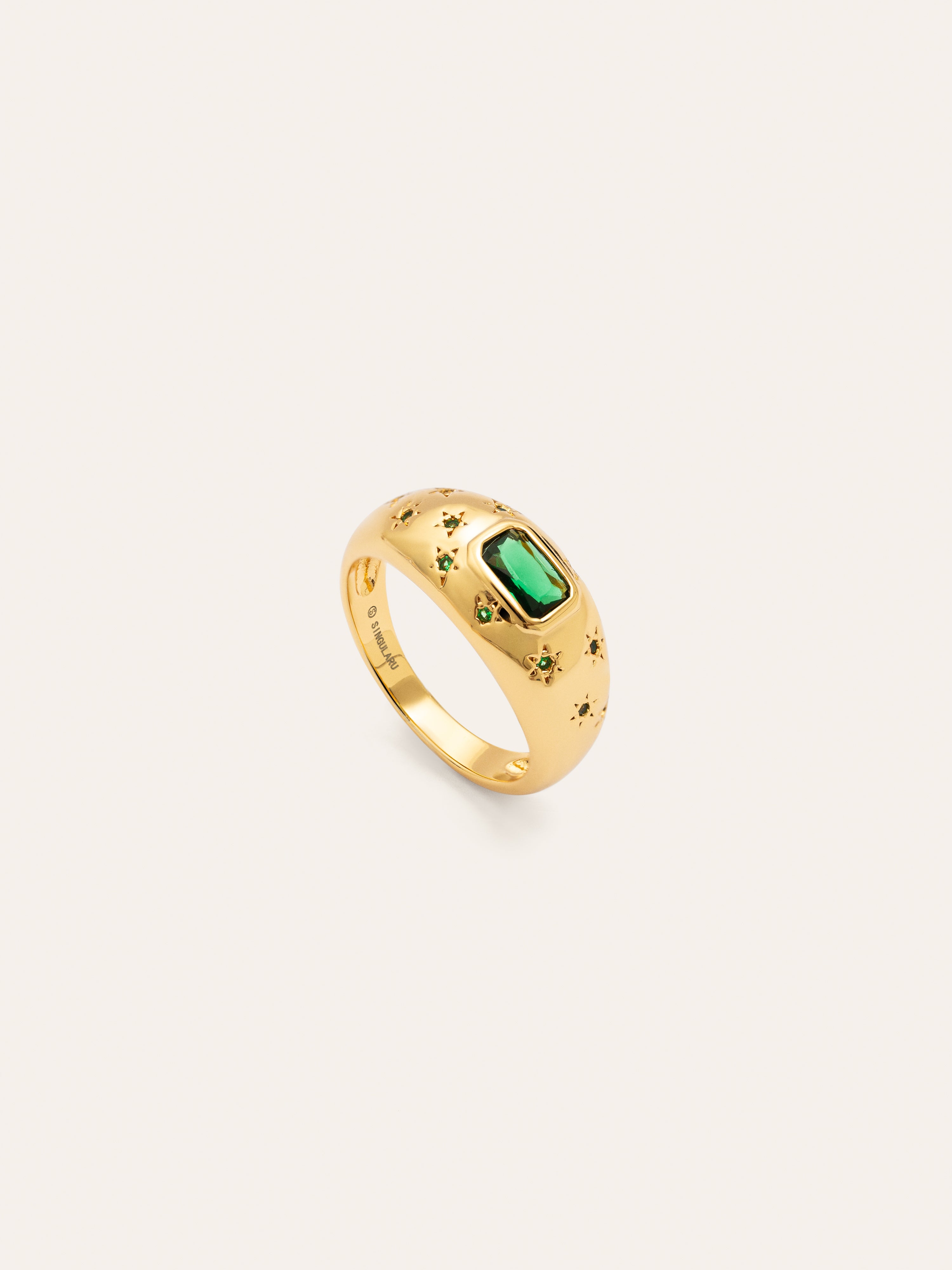 Anillo Charlotte Esmeralda Baño Oro