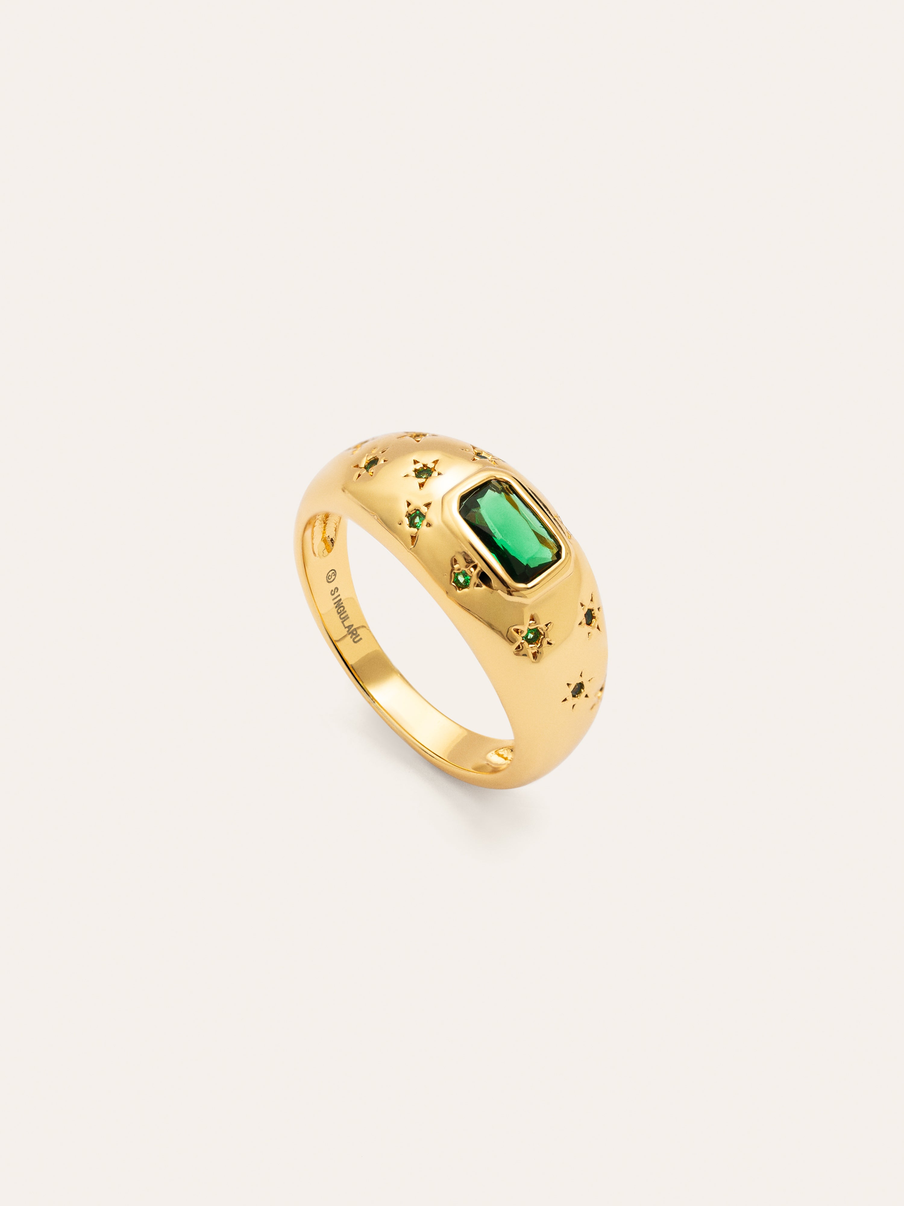 Anillo Charlotte Esmeralda Baño Oro
