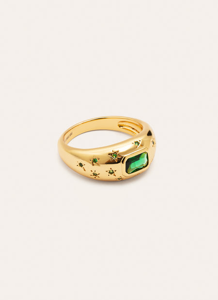 Anillo Charlotte Esmeralda Baño Oro