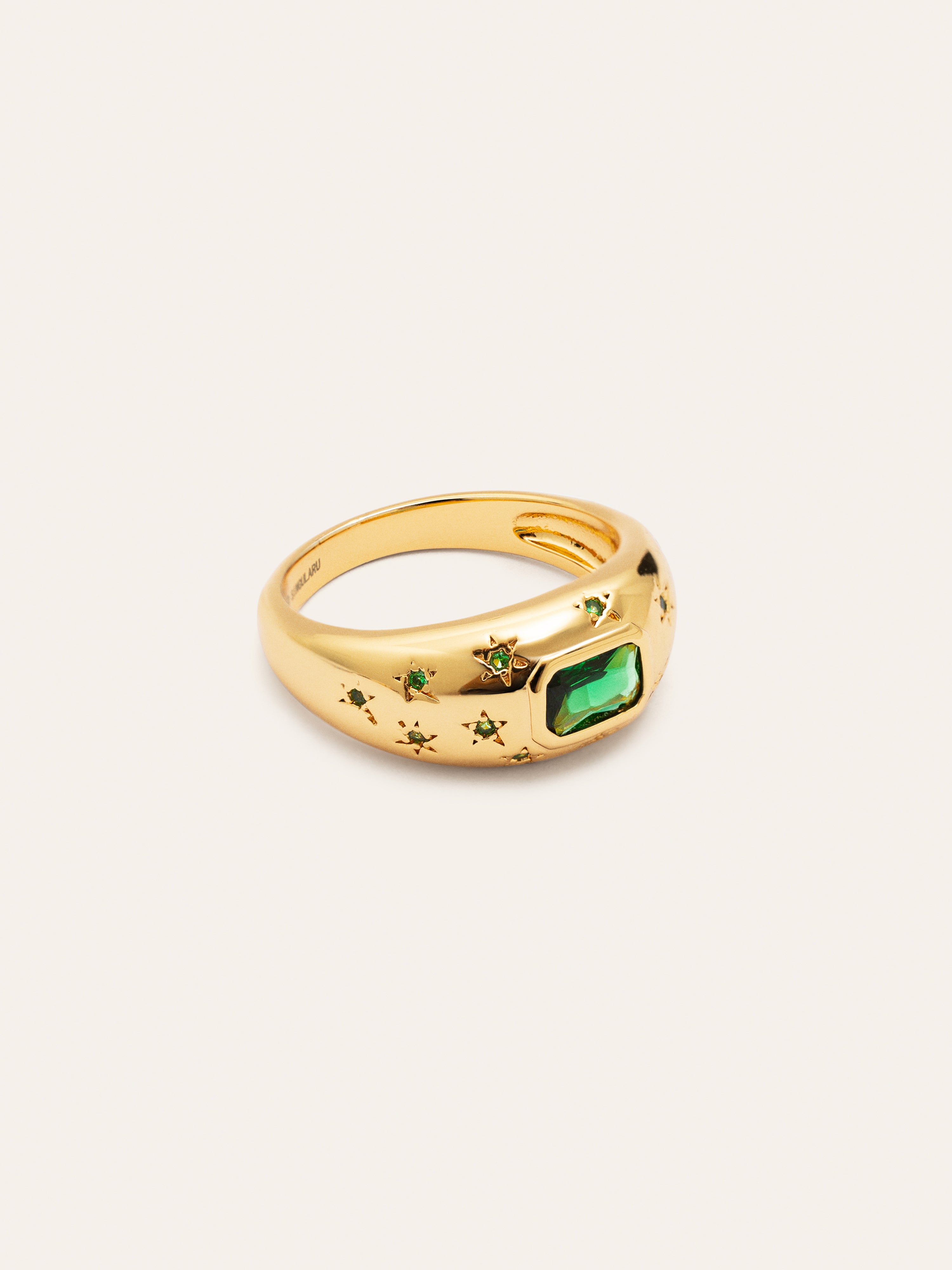 Anillo Charlotte Esmeralda Baño Oro