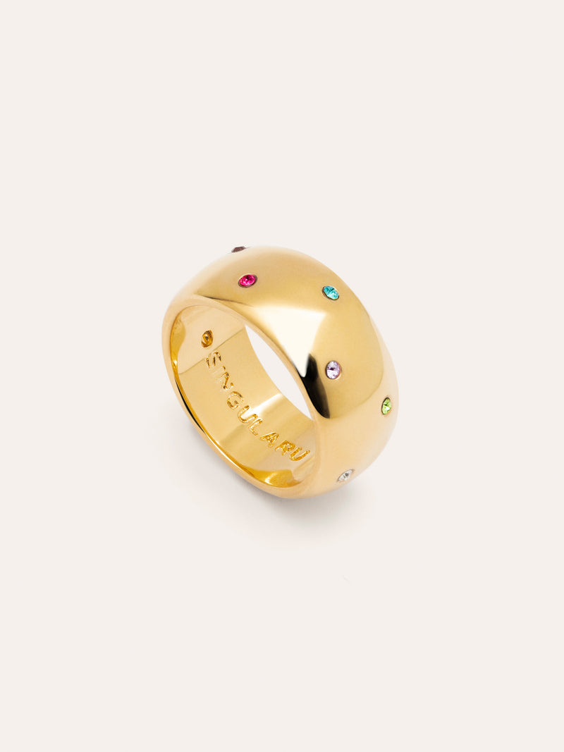 Anello Curve Rainbow in Acciaio placcato Oro