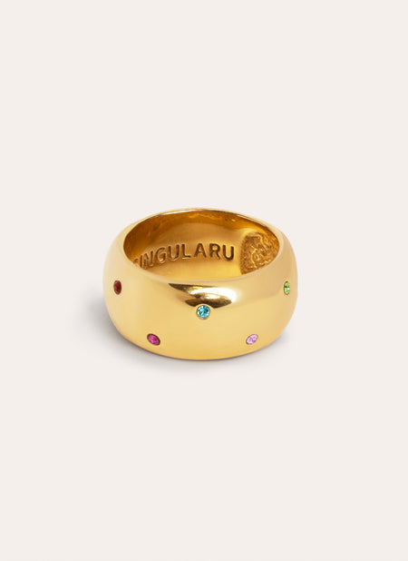 Ring Curve Rainbow Edelstahl mit 18kt Goldbeschichtung
