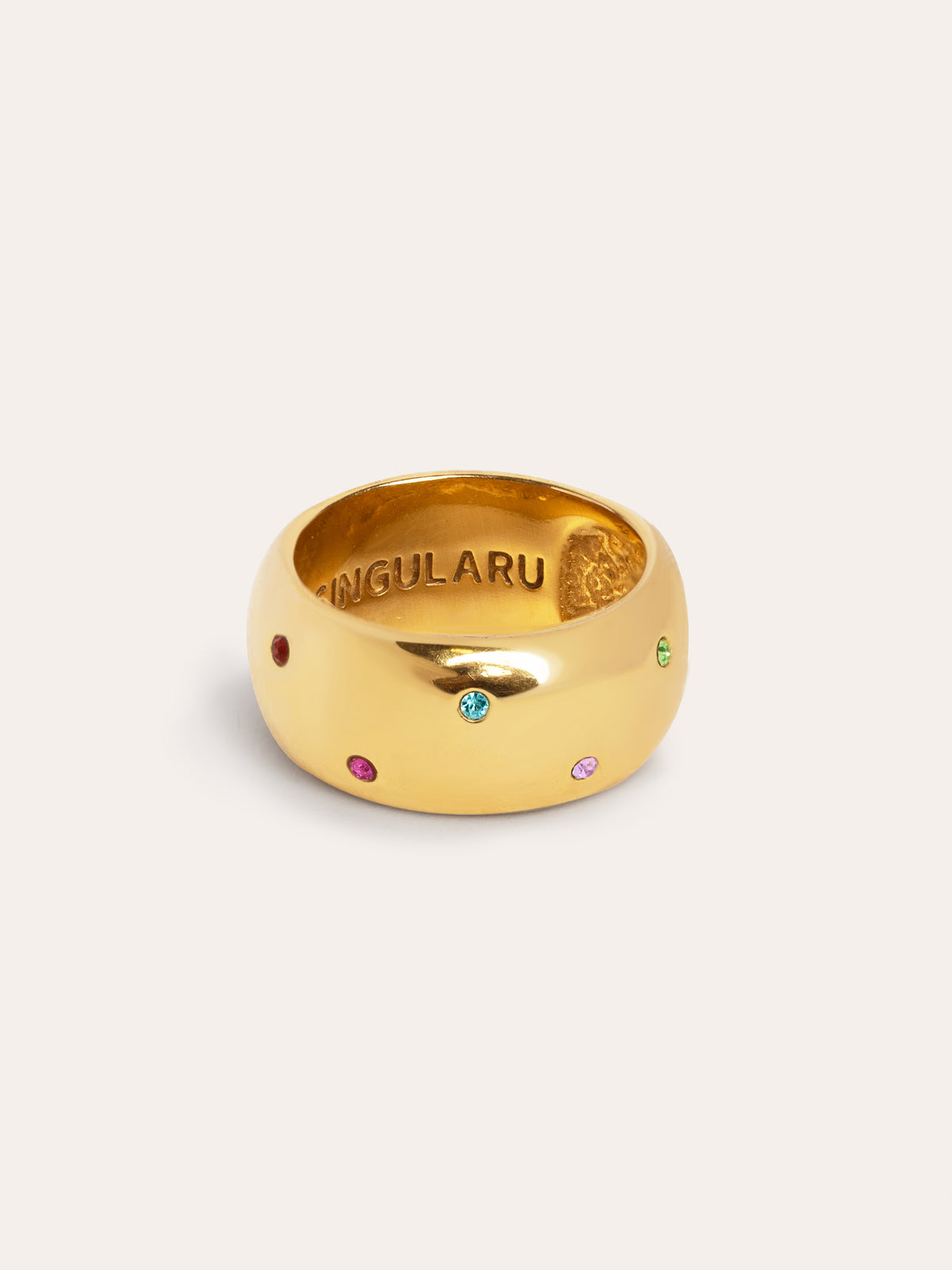 Anello Curve Rainbow in Acciaio placcato Oro