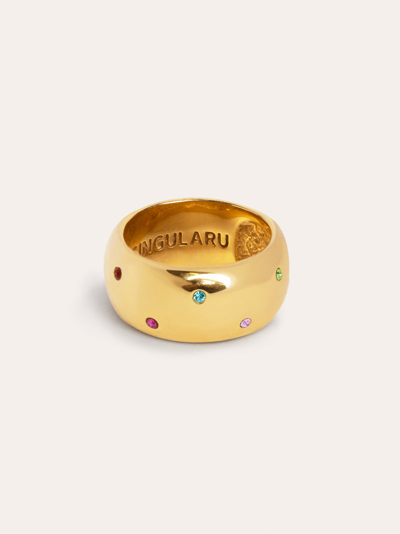 Anello Curve Rainbow in Acciaio placcato Oro