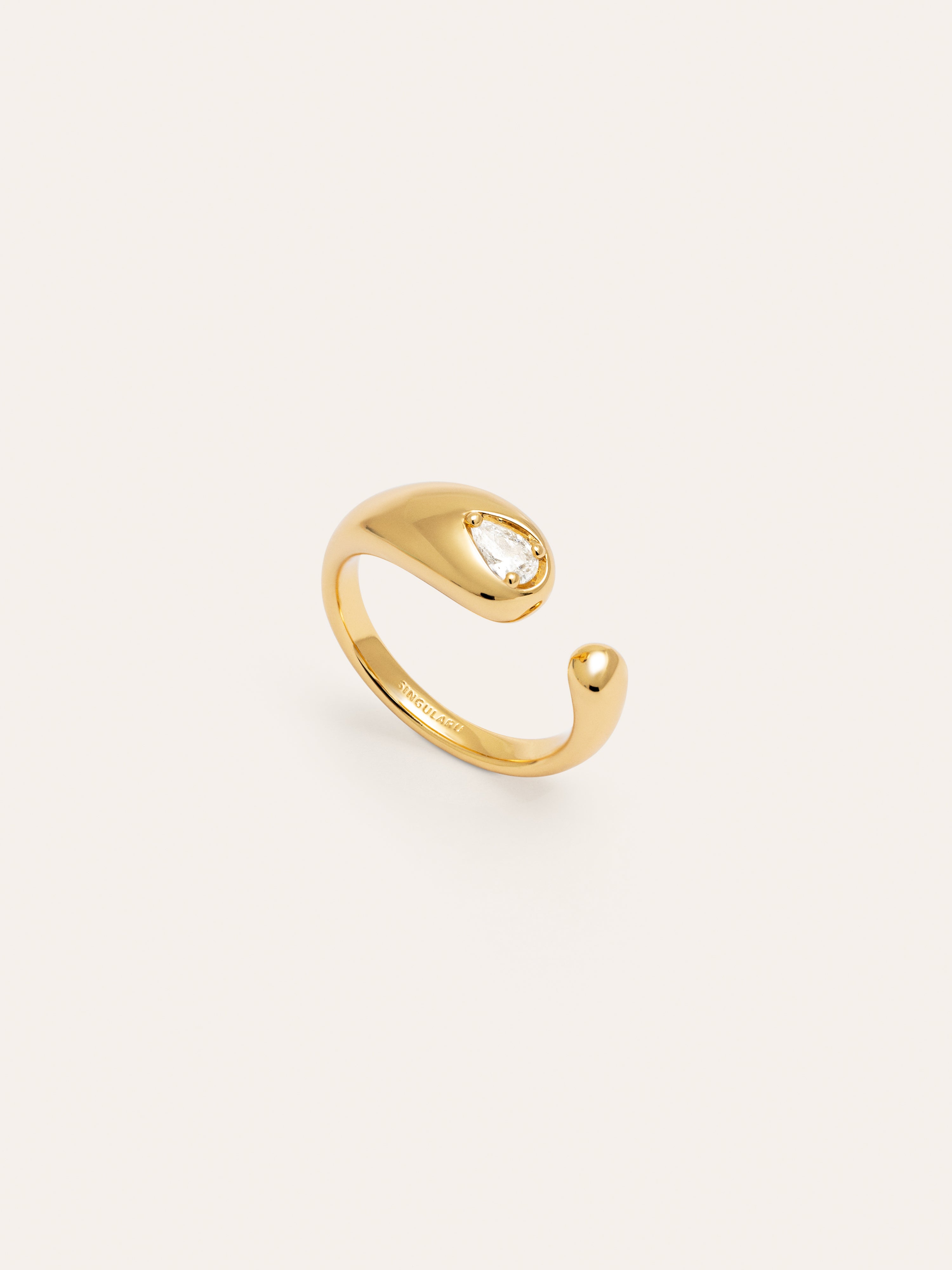 Anillo Doble Gota Spark Baño Oro