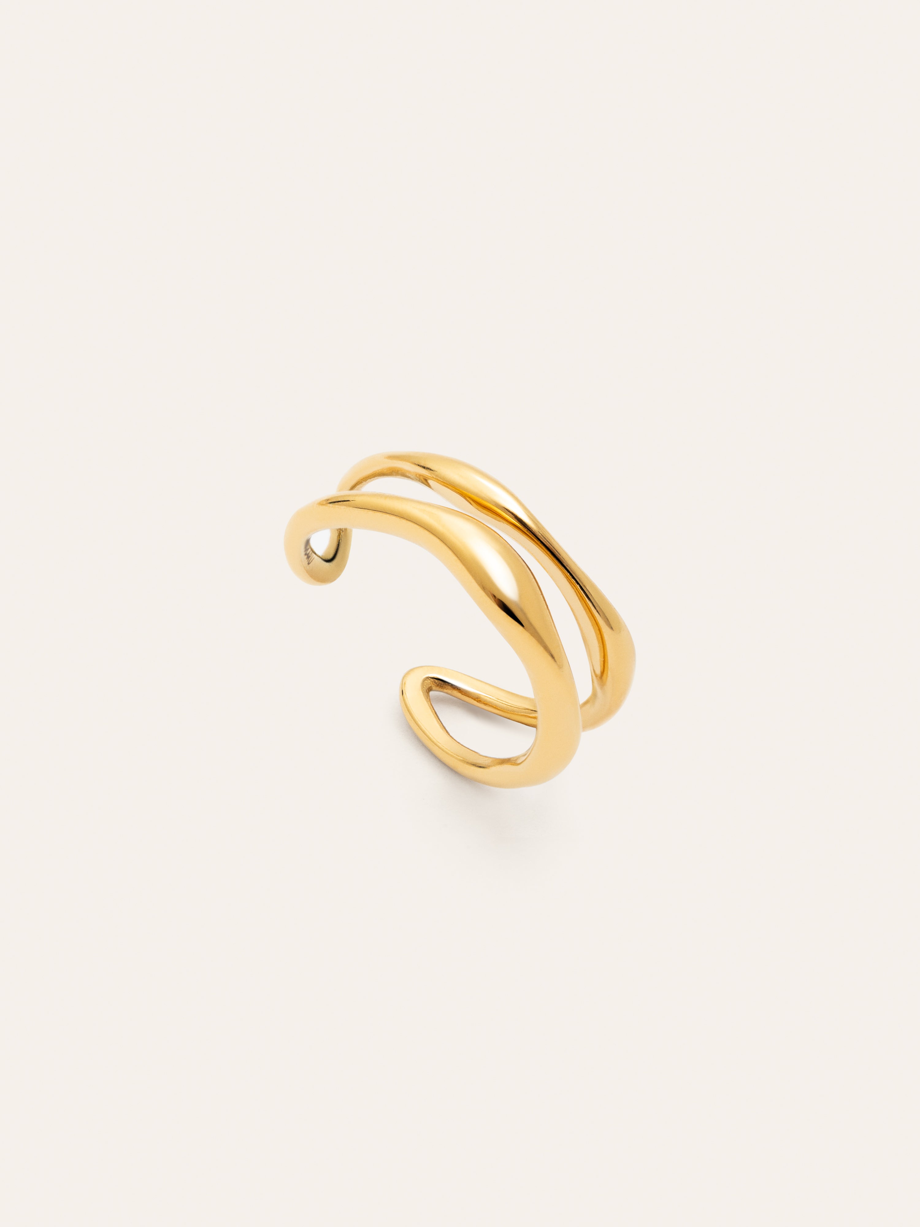 Double Air Stainless Steel Gold Ring