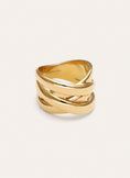 Bague Double Cross Acier Plaqué Or