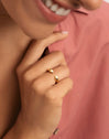 Anillo Doble Gota Acero Baño Oro