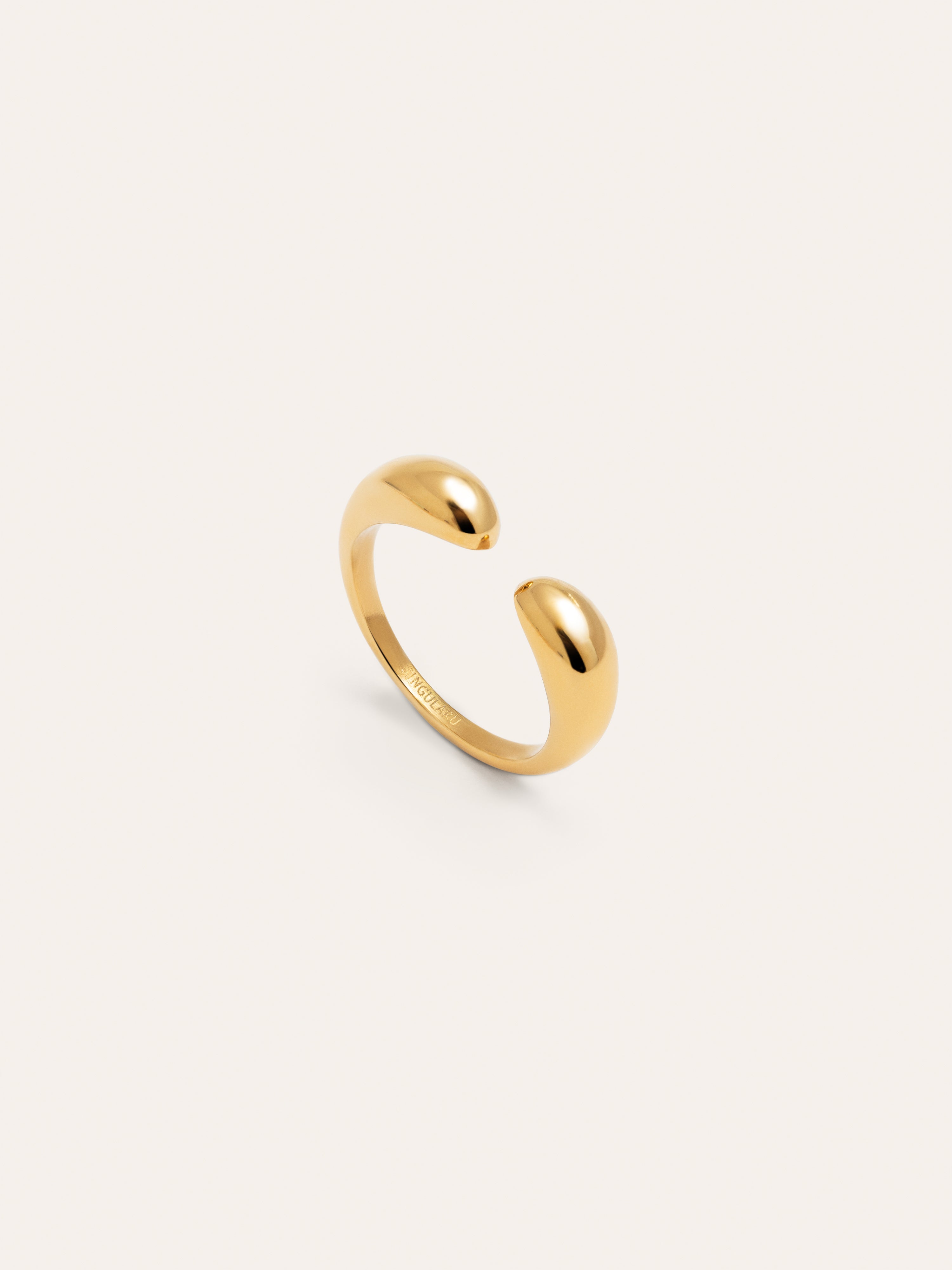 Anillo Doble Gota Acero Baño Oro