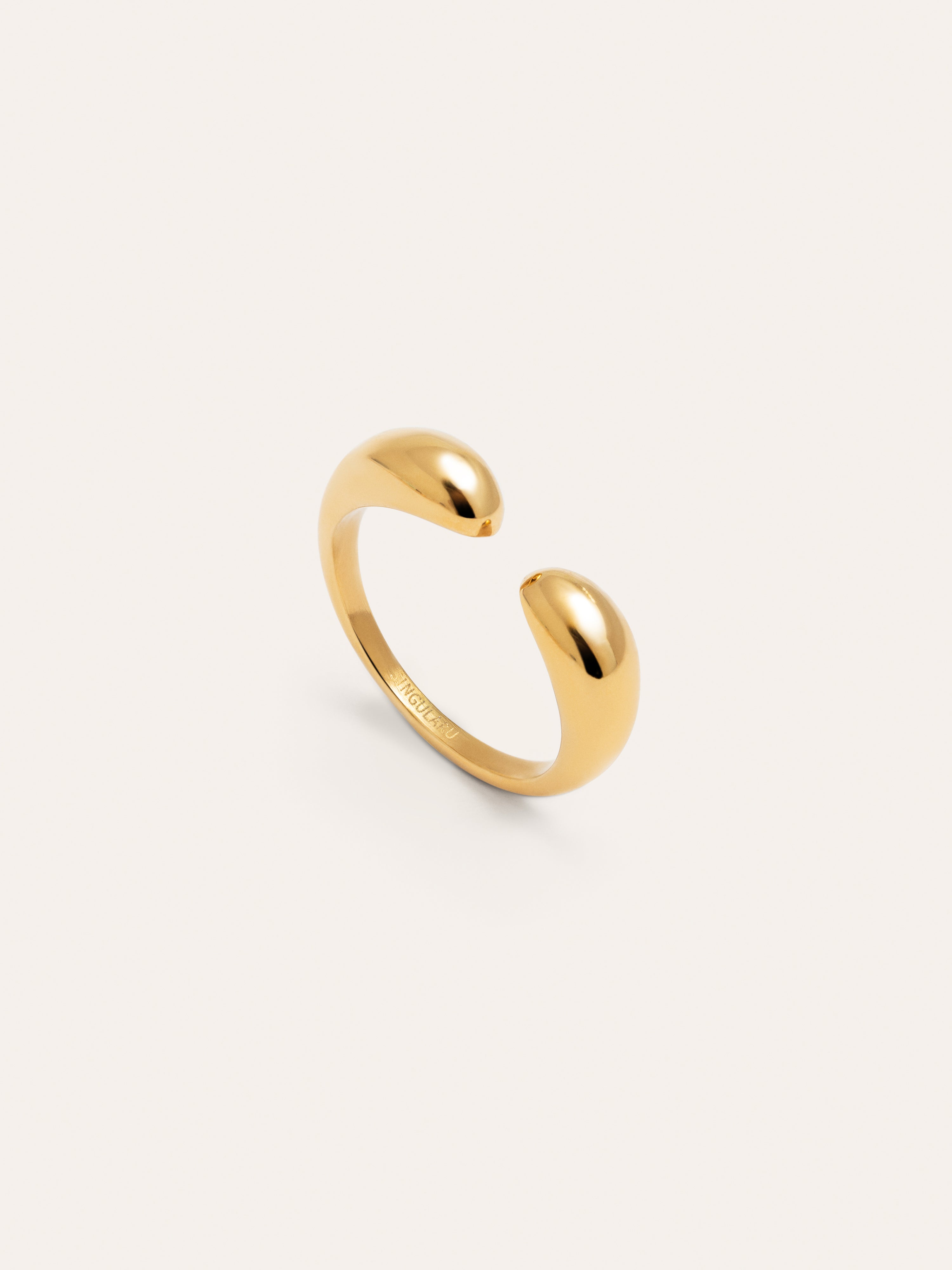 Double Drop Stainless Steel Gold Ring 