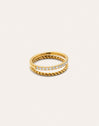 Anillo Doble Tressia Spark Acero Baño Oro