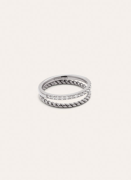 Anillo Doble Tressia Spark Acero