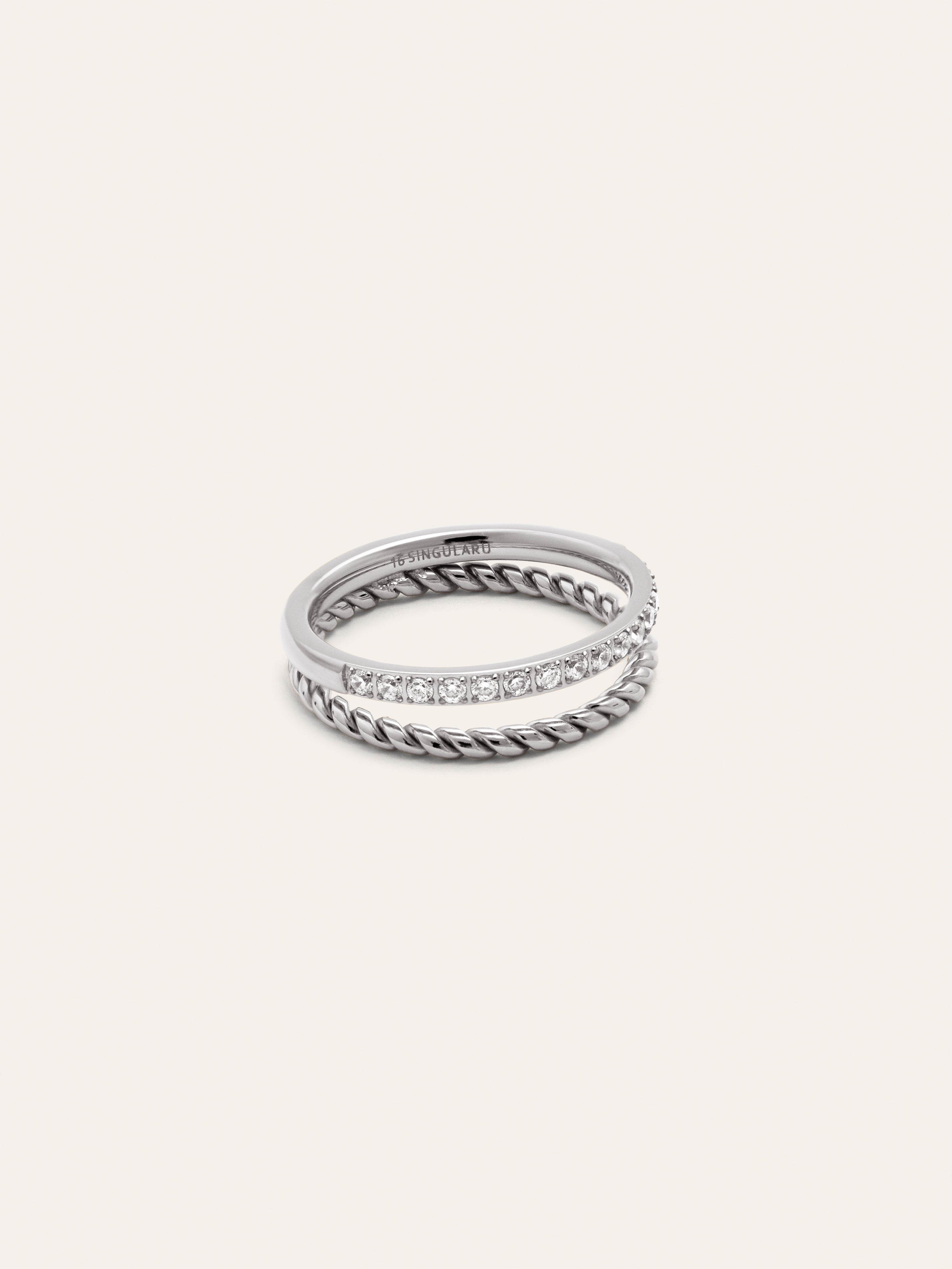 Anillo Doble Tressia Spark Acero