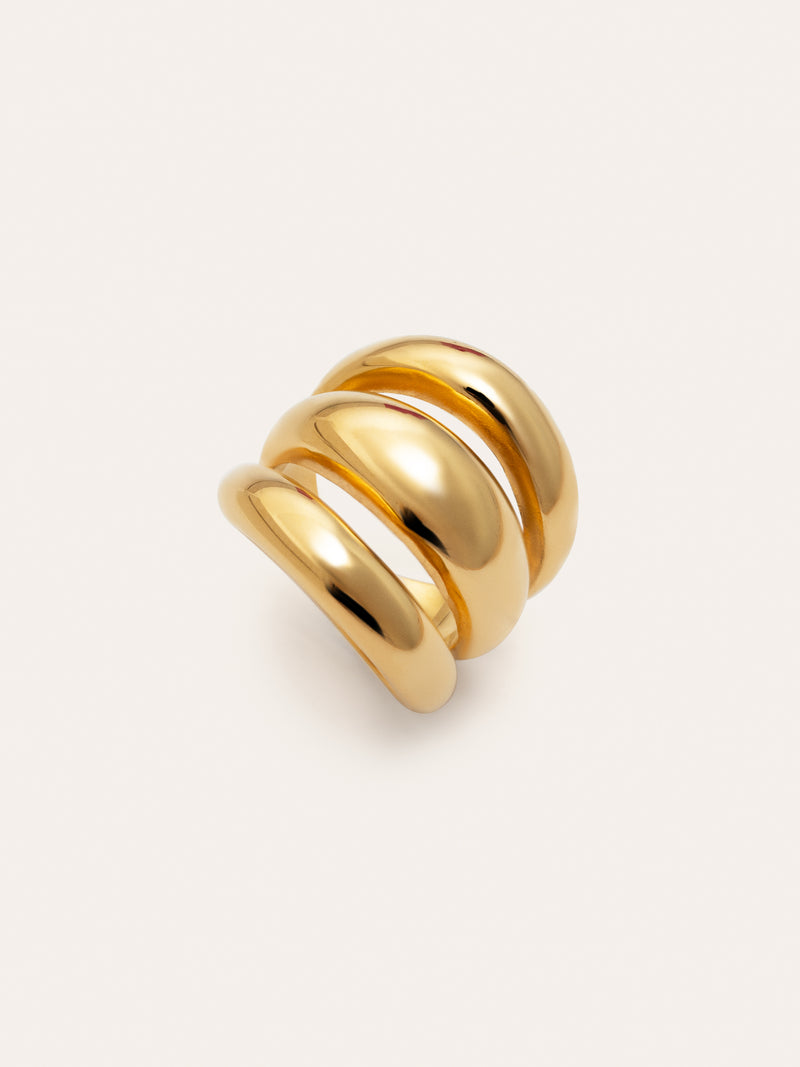 Anillo Dune Aire Acero Baño Oro