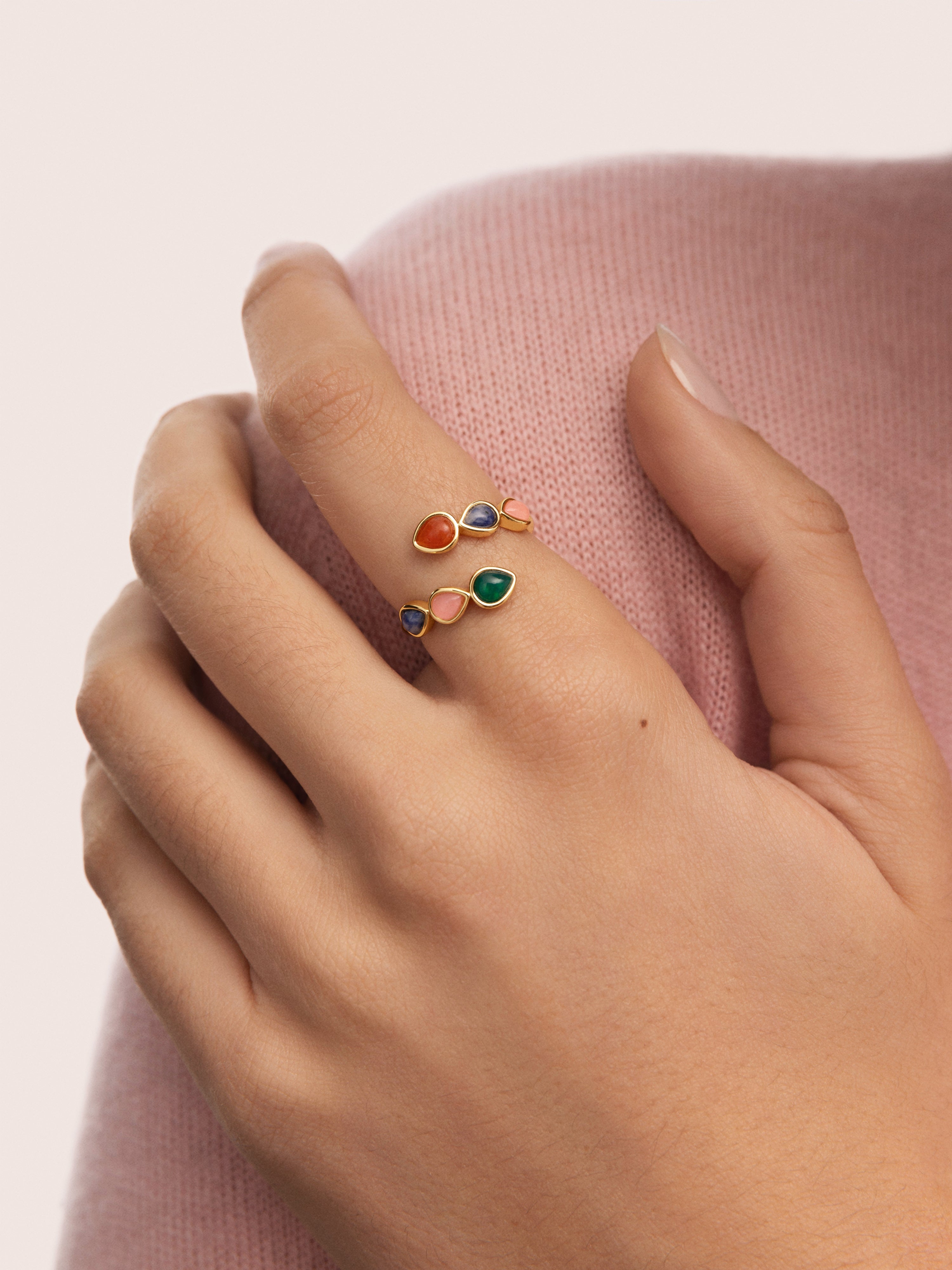 Anillo Gota Stones Baño Oro