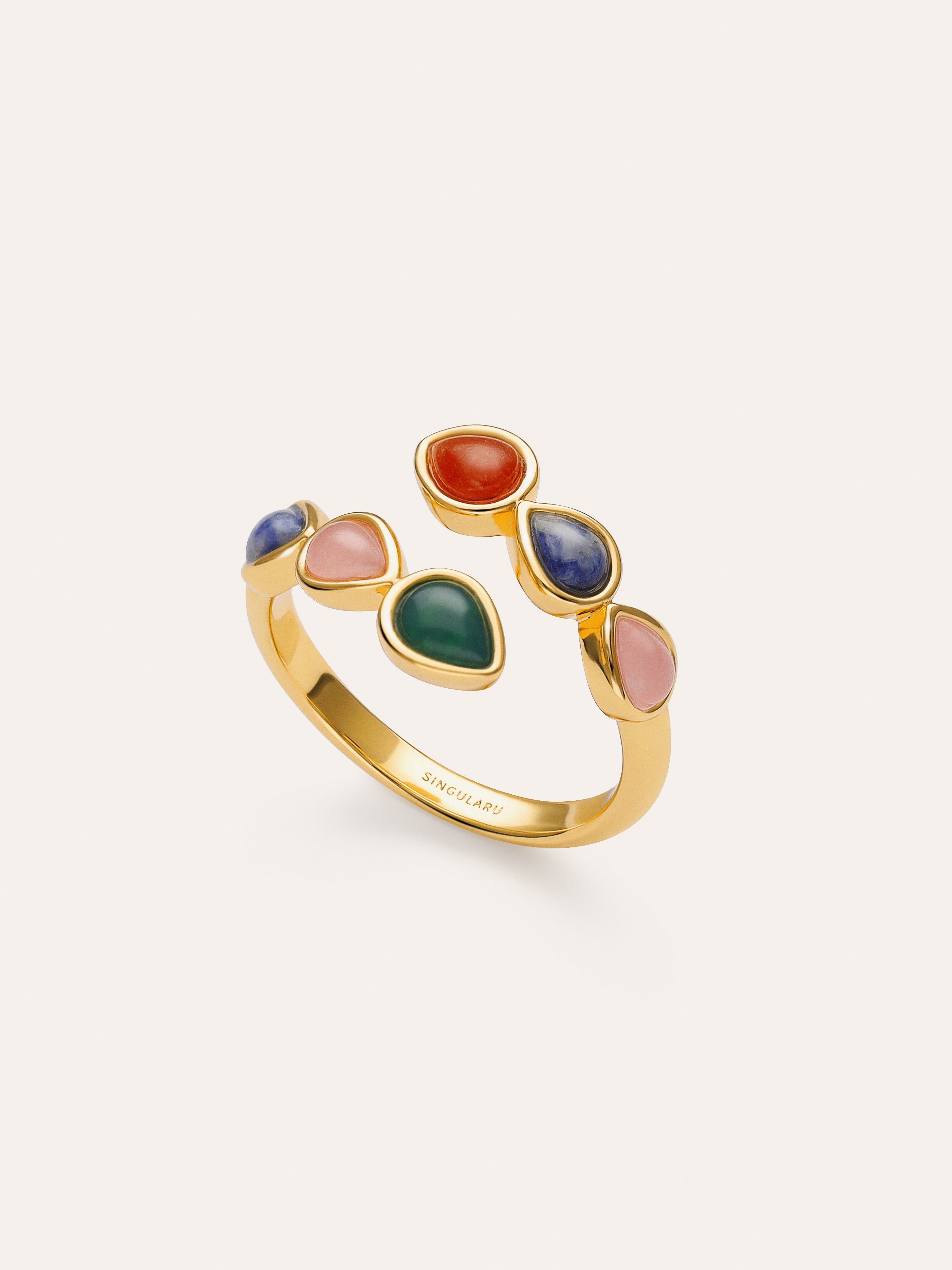 Anillo Gota Stones Baño Oro