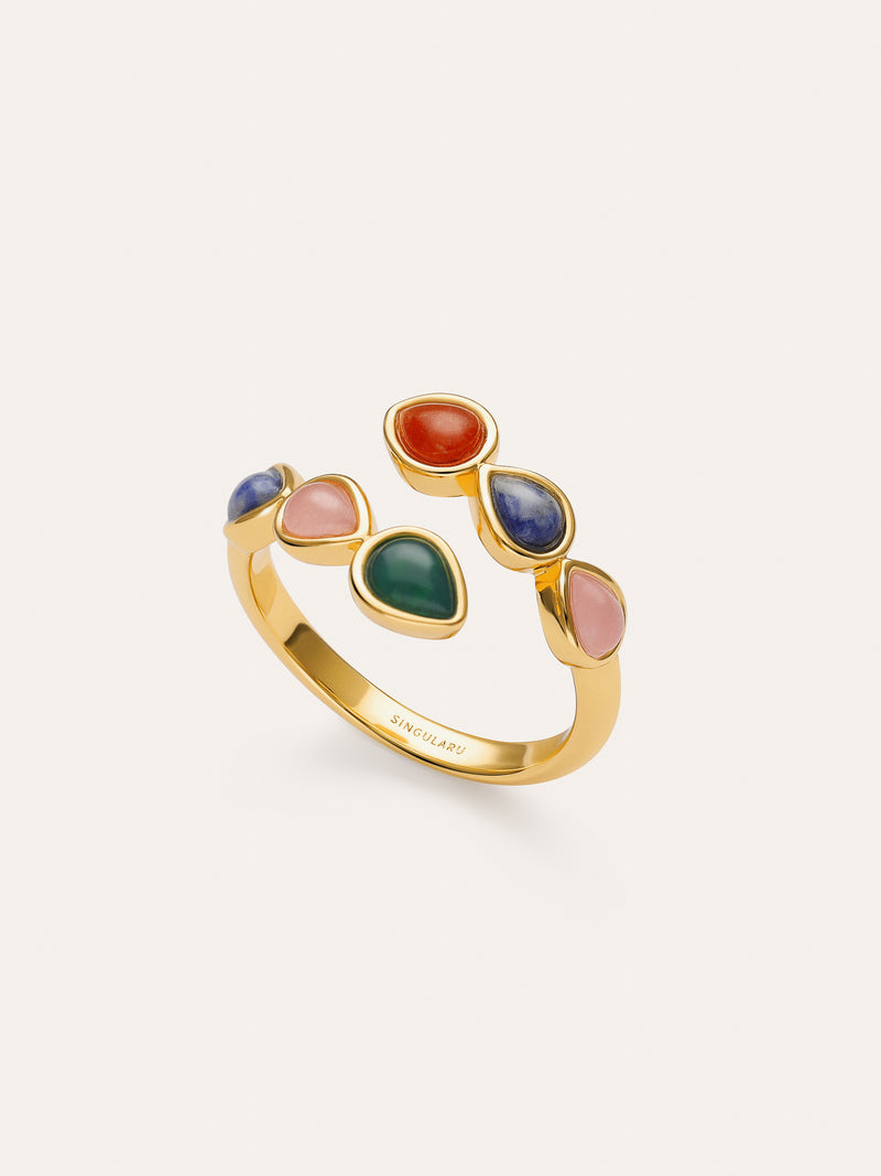 Gota Stones Ring, vergoldet
