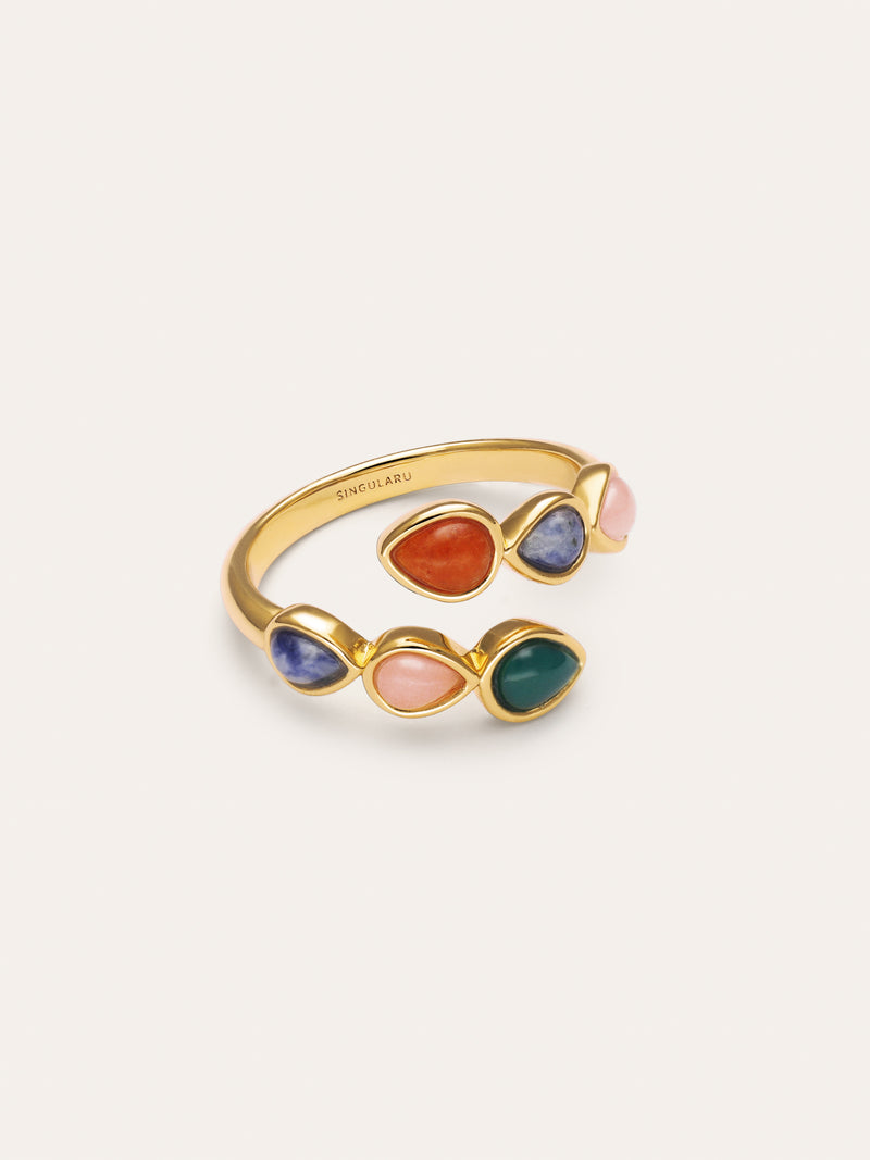 Gota Stones Ring, vergoldet