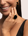 Ibiza Black Ring Edelstahl, vergoldet