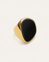 Ibiza Black Ring Edelstahl, vergoldet