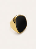 Ibiza Black Ring Edelstahl, vergoldet