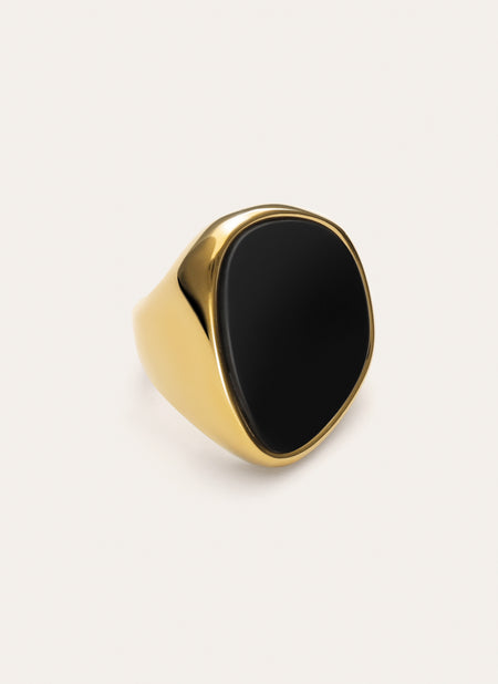 Bague Ibiza Black Acier Plaqué Or