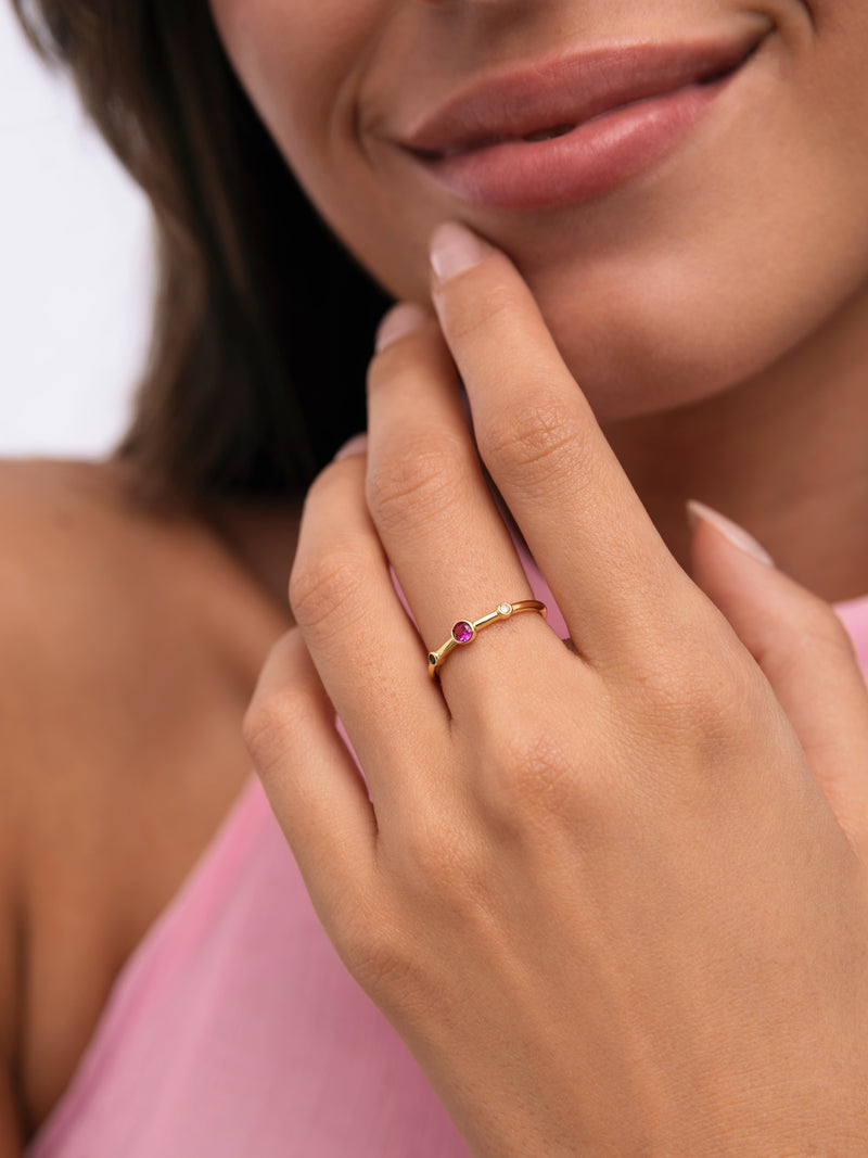 Anello Leonor Rosa Placcato Oro