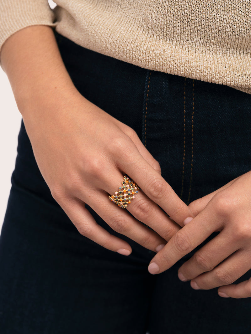 Anillo Mini Bomb Enamel Acero Baño Oro