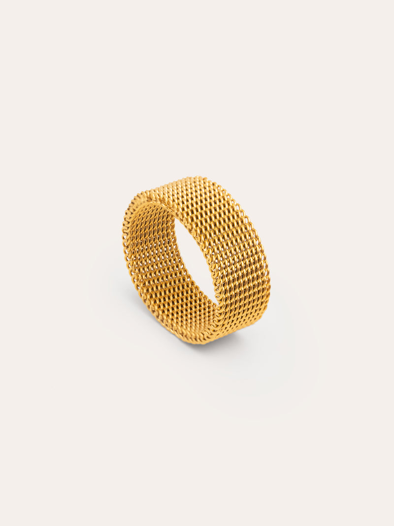 Mesh-Ring Edelstahl vergoldet