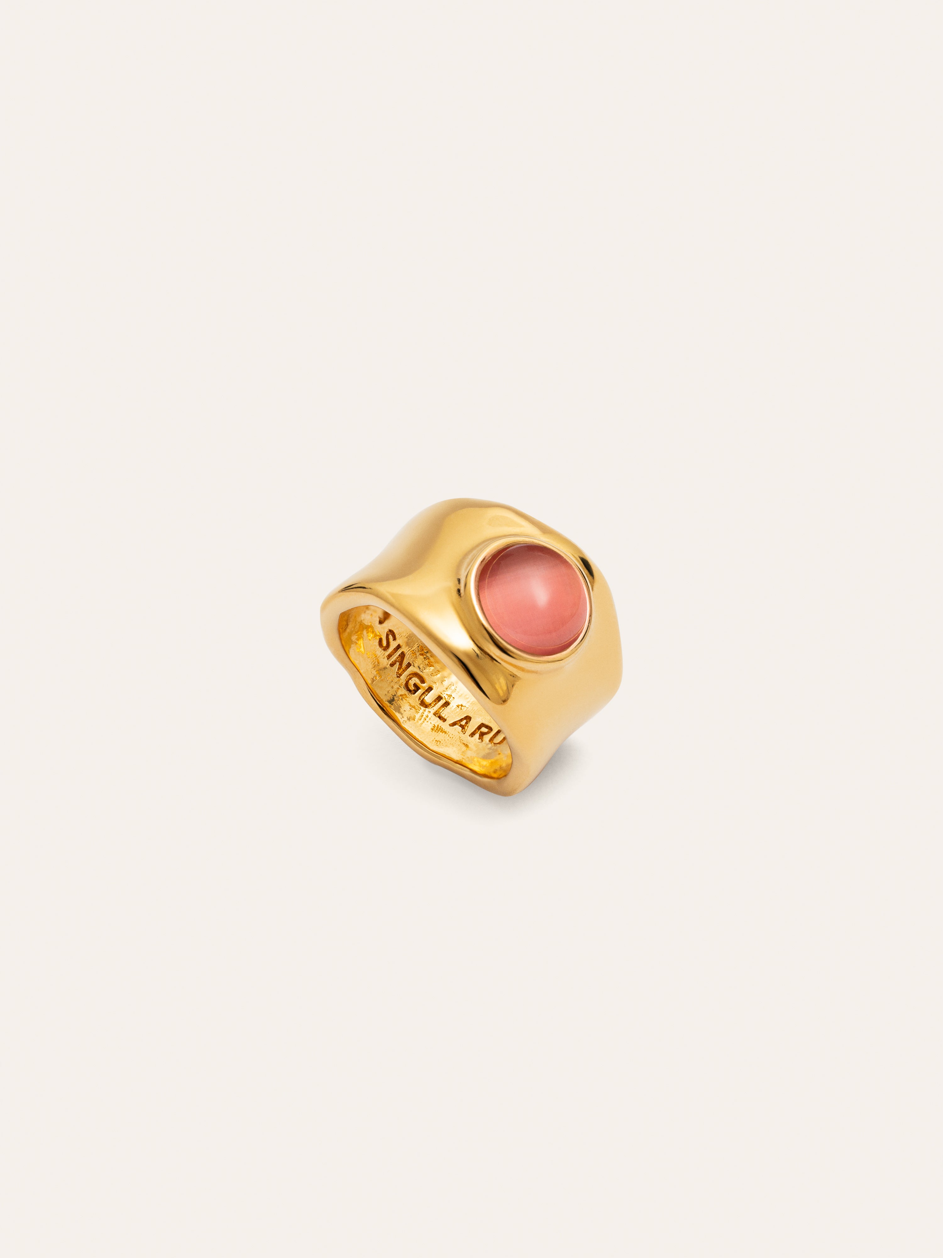 Anillo My Pink Stone Baño Oro
