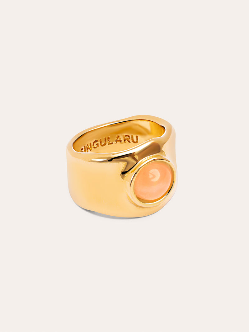 Anel My Rose Quartz Banho de Ouro