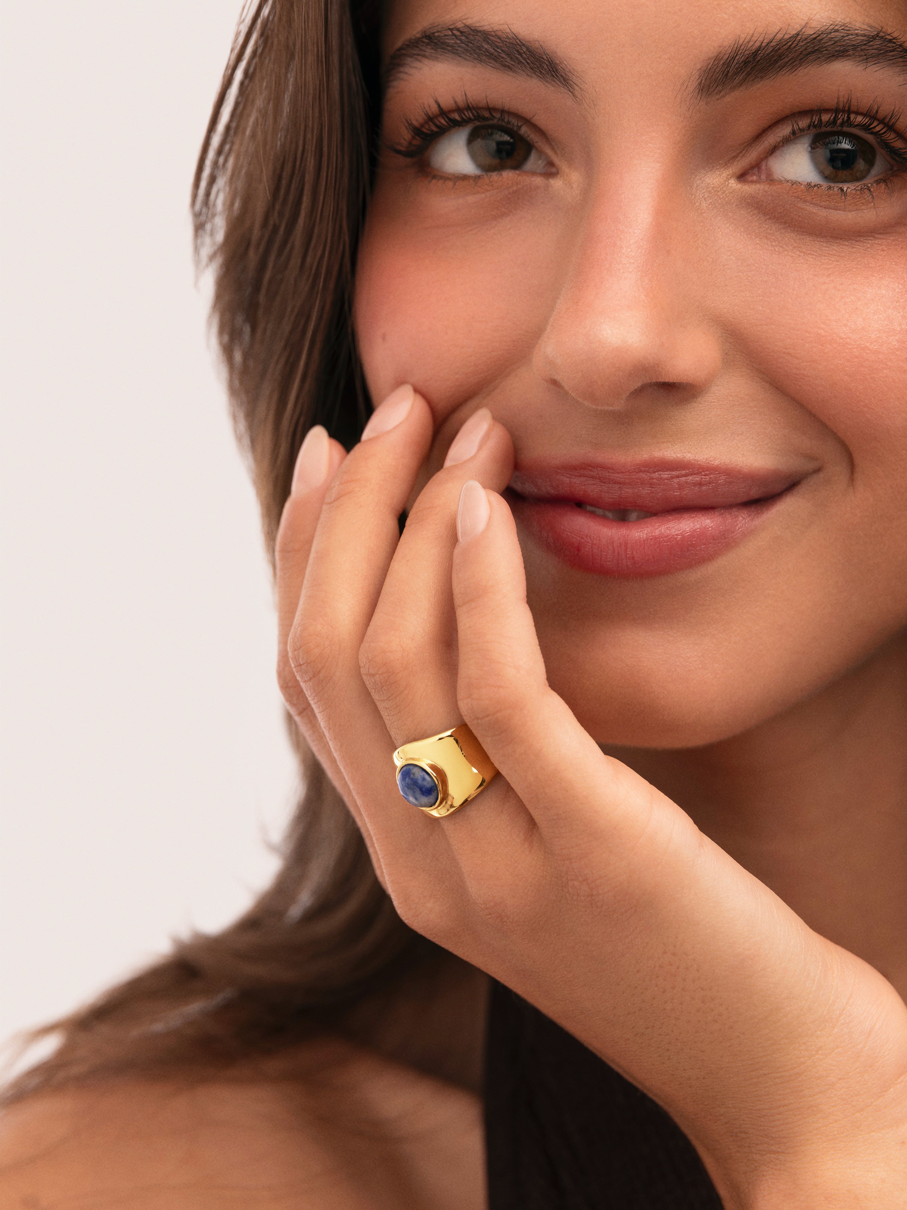 Anillo My Cianita Acero Baño Oro