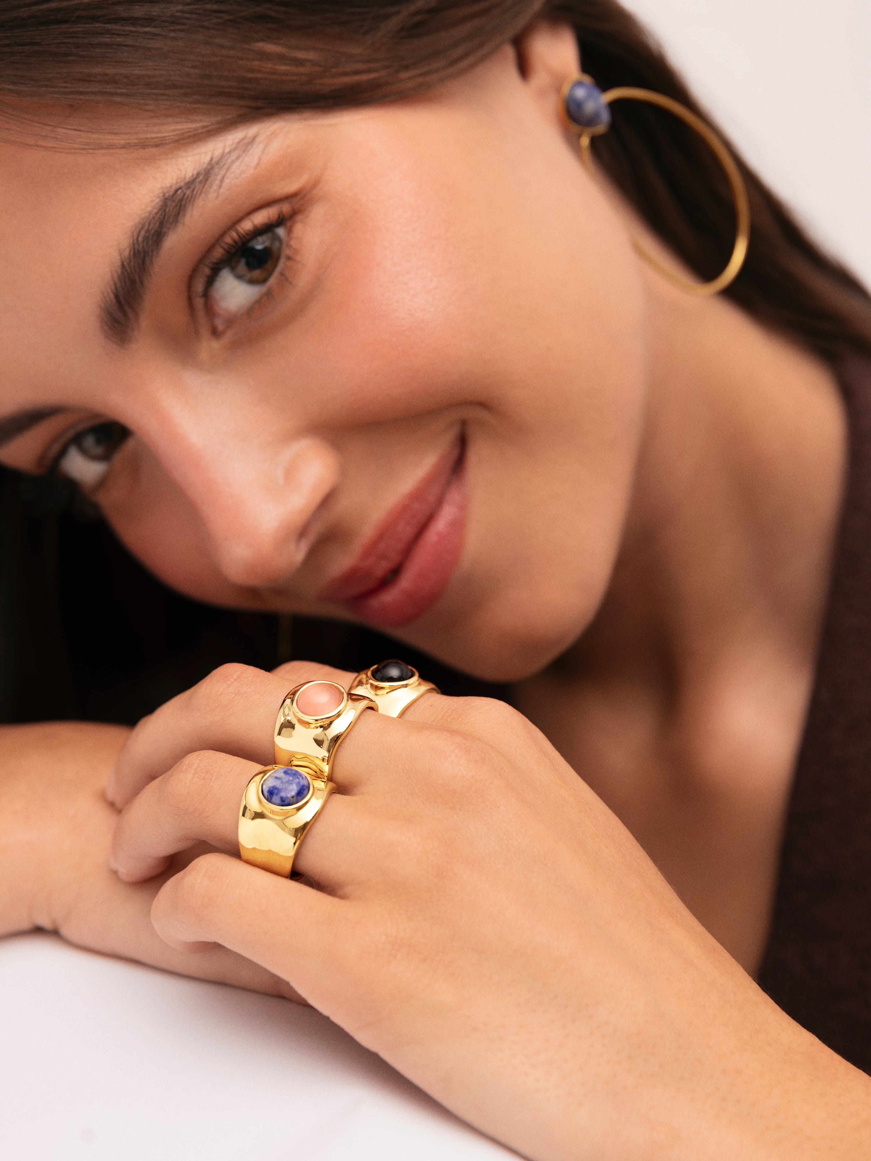 Anillo My Cianita Acero Baño Oro