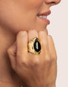 My maxi Onyx Stainless Steel Gold Ring