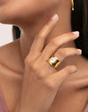 Ring My Nácar Stahl Vergoldet