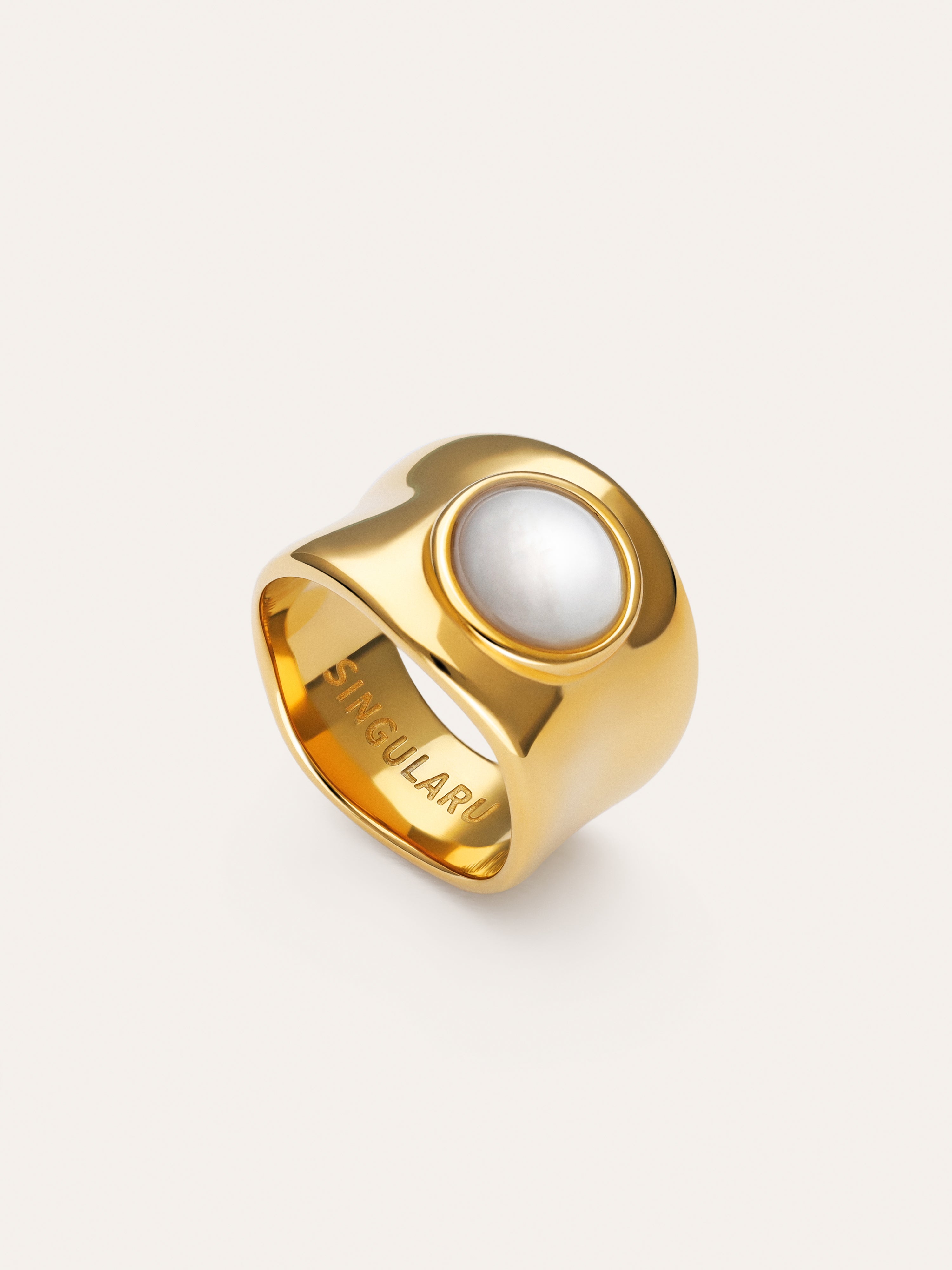 Ring My Nácar Stahl Vergoldet