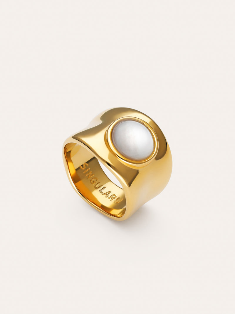 Ring My Nácar Stahl Vergoldet