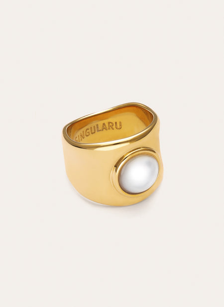 Bague My Nacre Acier Plaqué Or