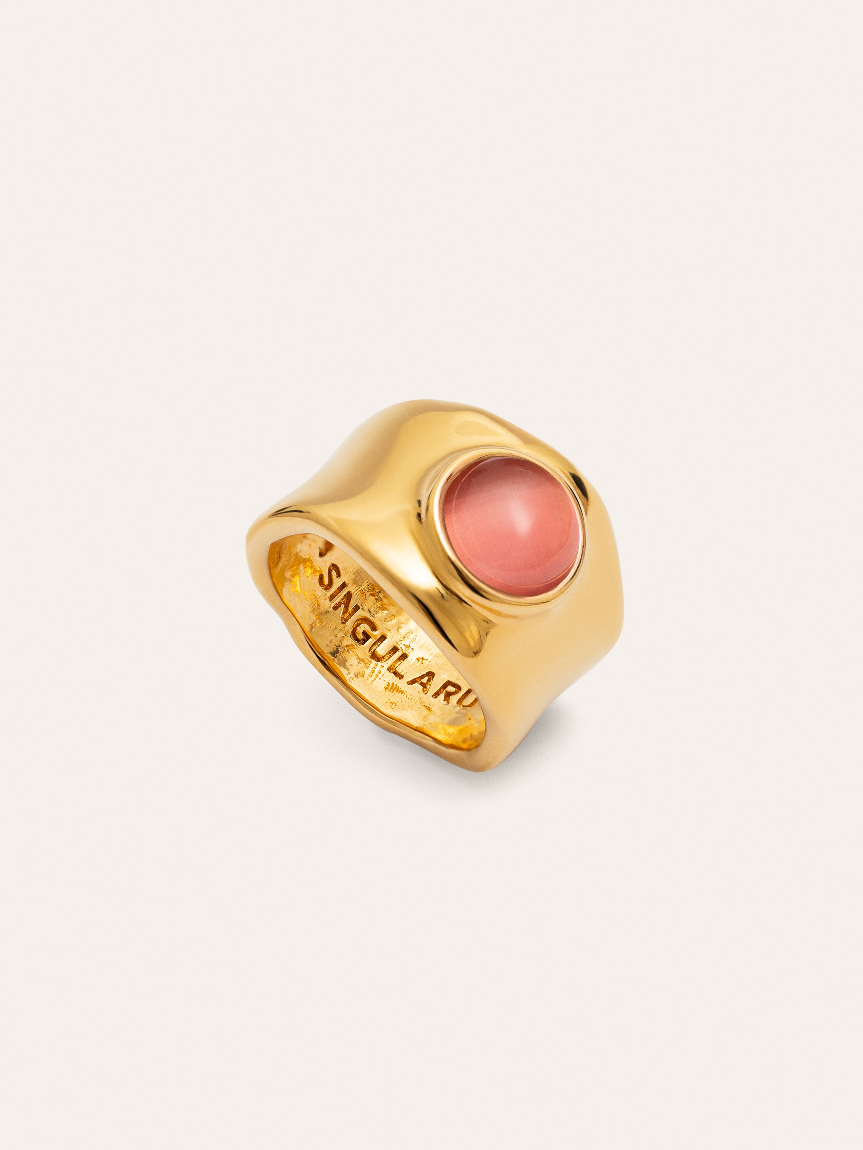 Anillo My Pink Stone Baño Oro