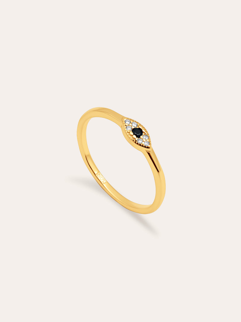 Horus Auge Ring Silber, vergoldet