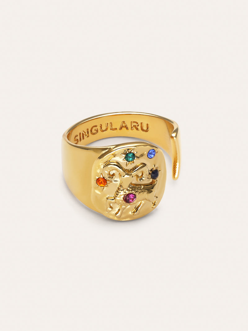 Anillo Organic Colors Zodiaco Baño Oro