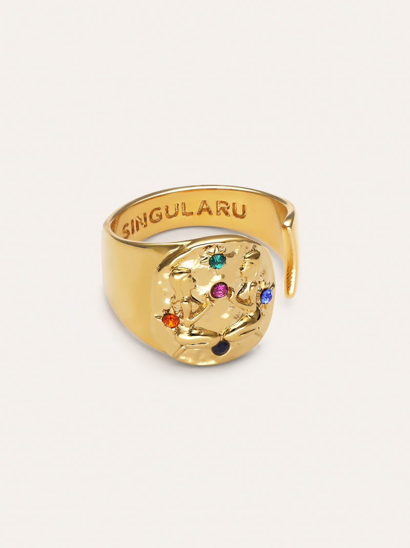 Anillo Organic Colors Zodiaco Baño Oro
