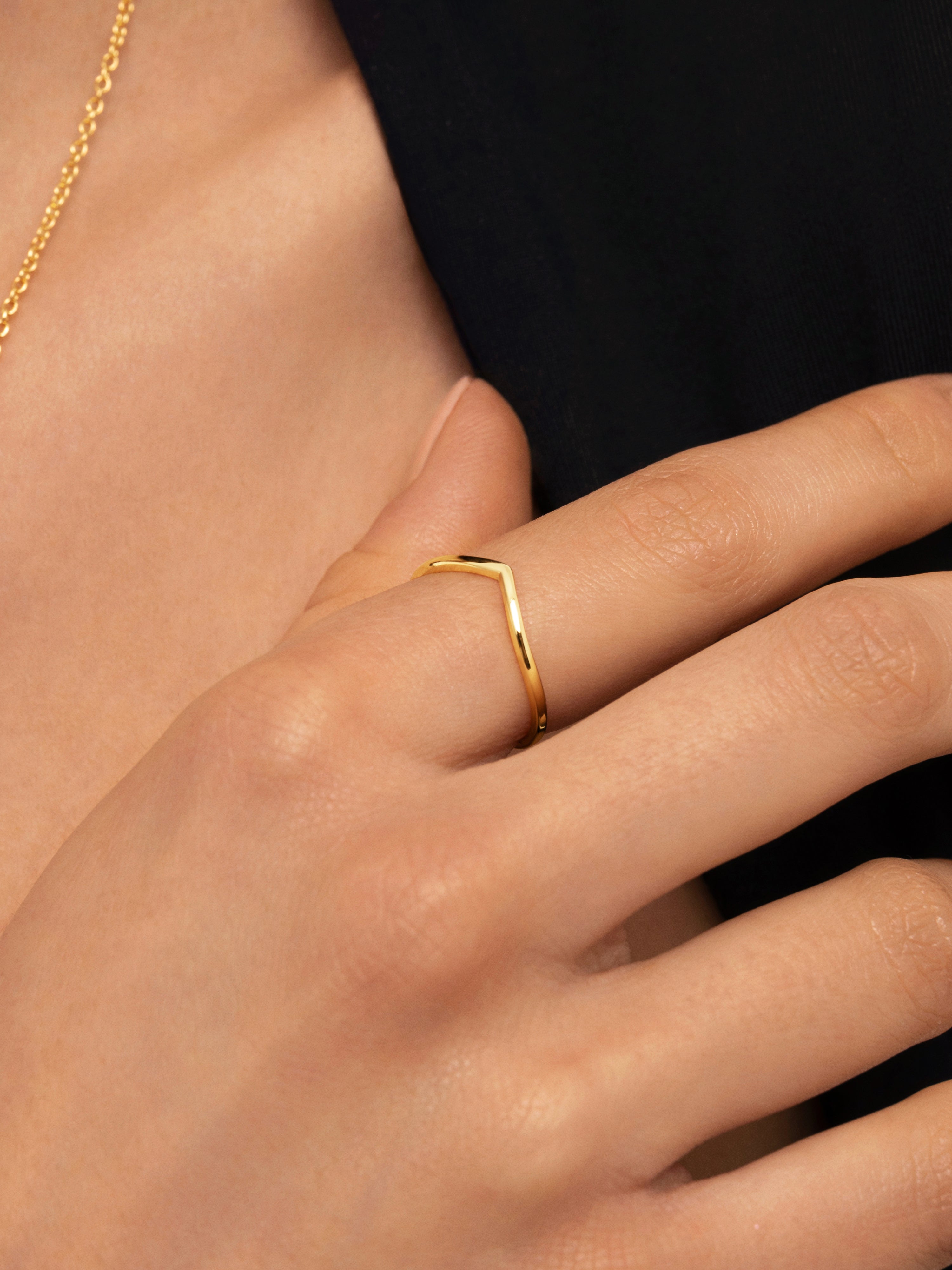 Peak Steel Ring, Gold-Plated
