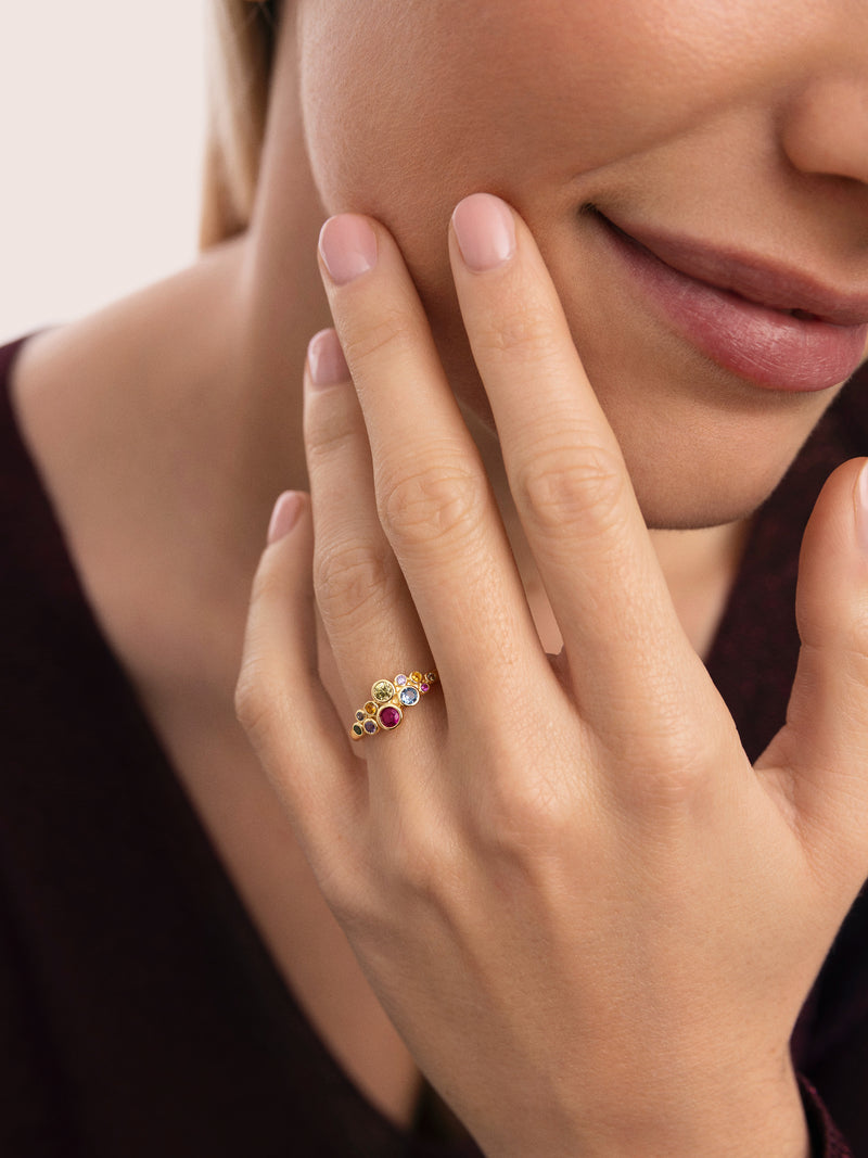 Rainbow Bubbles Ring, vergoldet