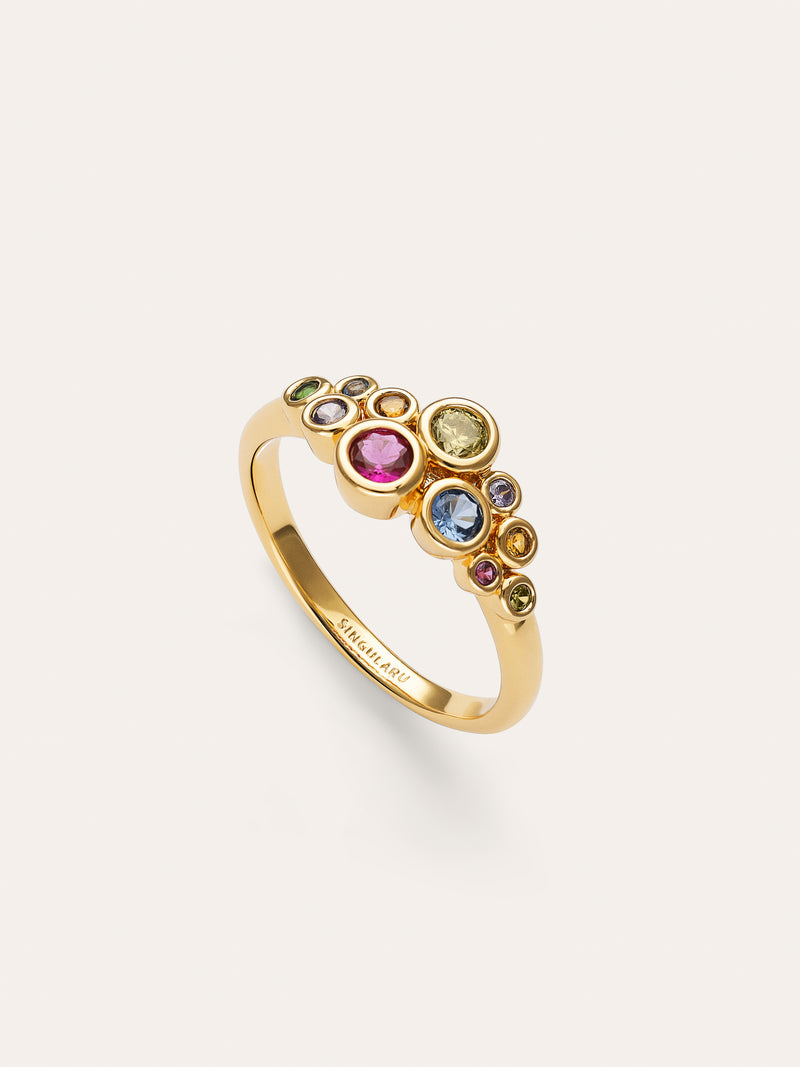 Rainbow Bubbles Ring, vergoldet