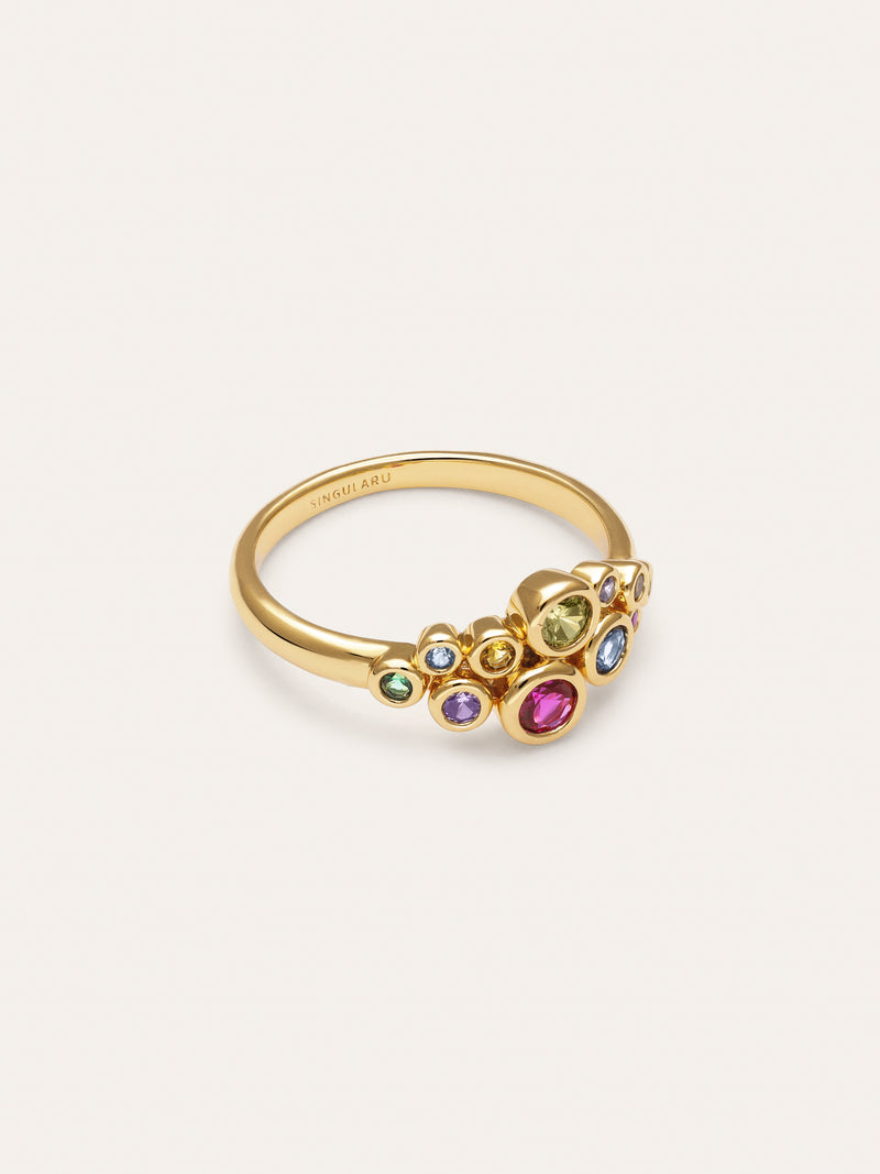 Rainbow Bubbles Ring, vergoldet