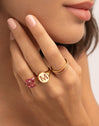 Anillo Buganvilla Raspberry Plata Baño Oro Rosa