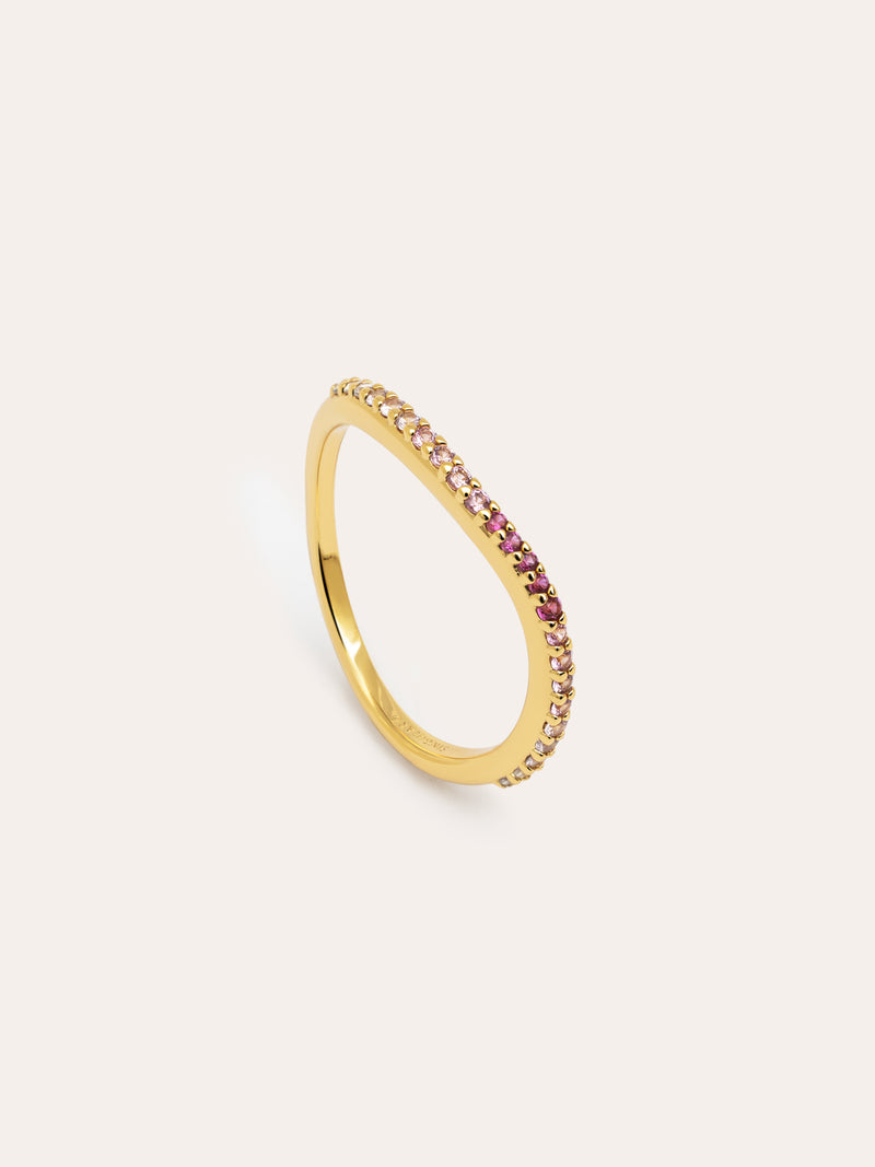Anel Fino Scarlett Rosa Banho de Ouro